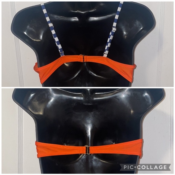 New Orange & Striped Push Up 2 Piece Convertible Bikini Swimsuit Suit Set M - Picture 11 of 15